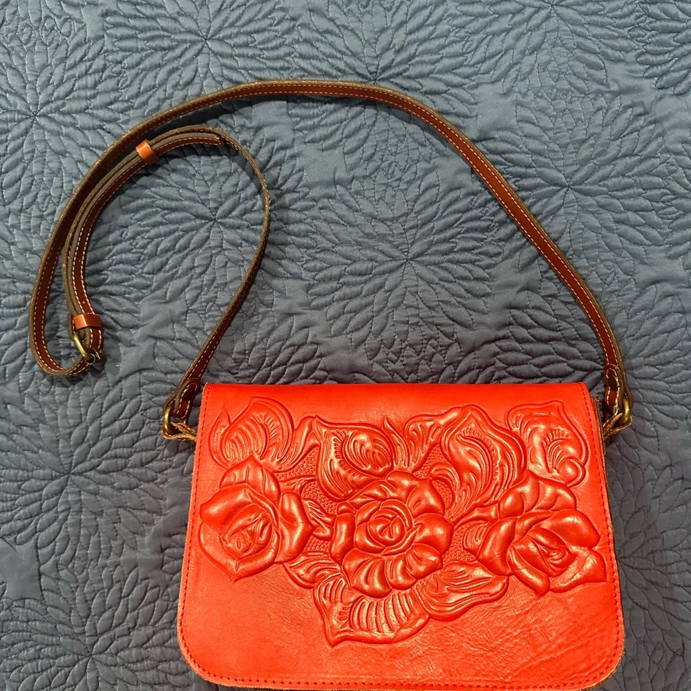 Patricia Nash Red Embossed Crossbody Bag